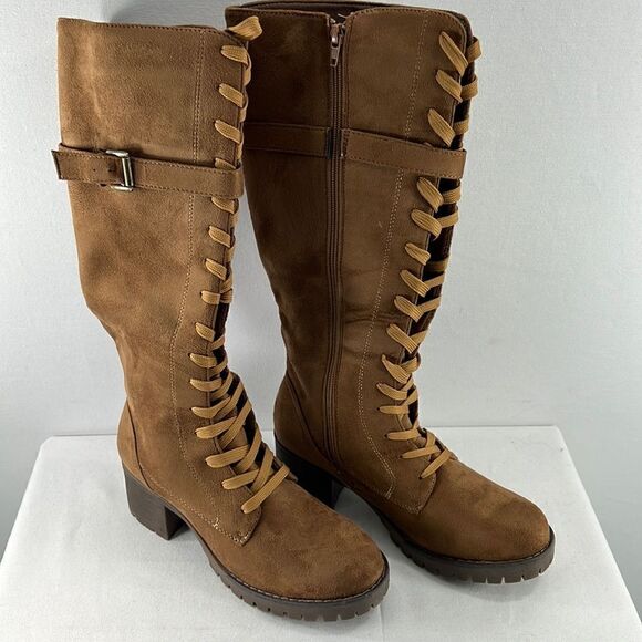 Olivia Miller OMP-2563 Closed Toe Mid-Calf Boots Cognac sz 8.5 - Picture 1 of 8